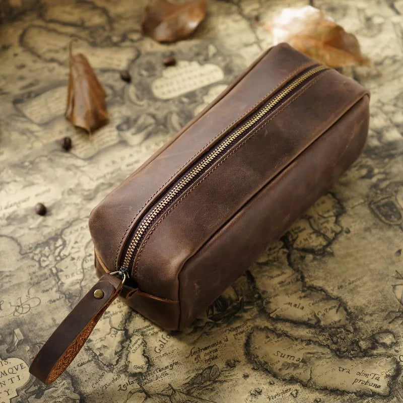 Handmade Full Grain Cowhide Leather Pencil Case & Storage Bag