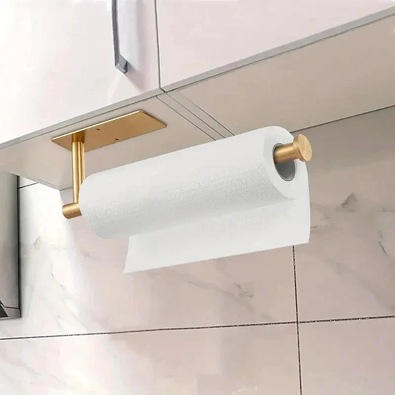 Under Cabinet Paper Towel Holder No-Drill Black Wall Mount
