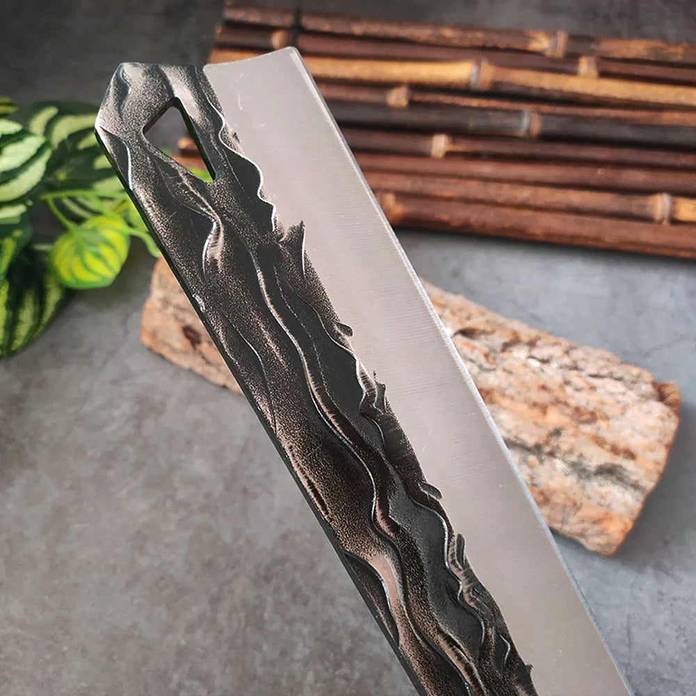 InLeung Hand Forged Chef Cleaver Knife – Wood Handle, Steel