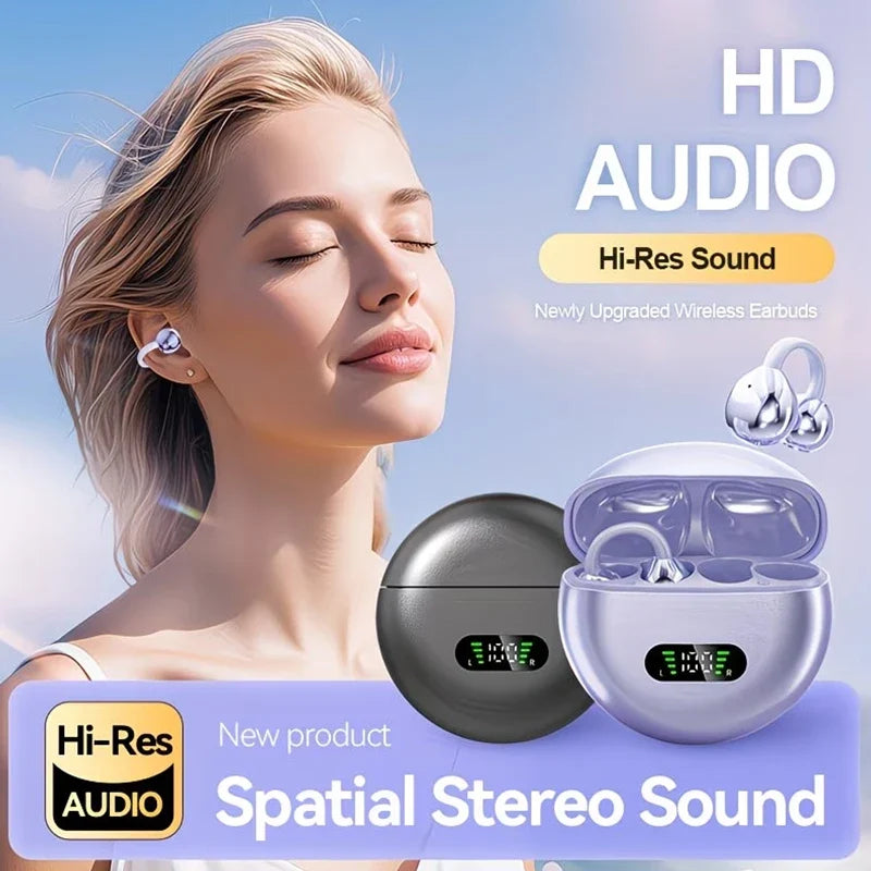 B50 OWS Bluetooth Ear Clip Earbuds with LED Display