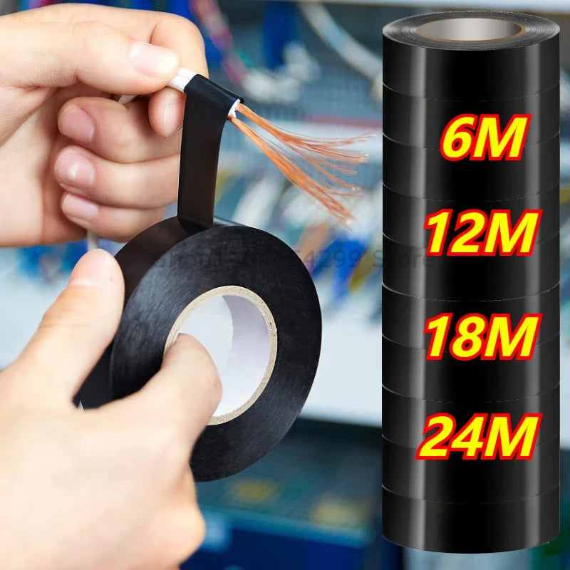Black PVC Electrical Insulating Tape 6m Roll – 600V Rated