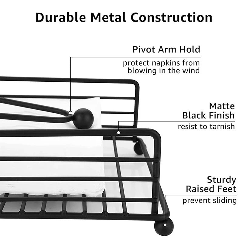 Rustic Metal Napkin Holder Square Paper Organizer Kitchen Home