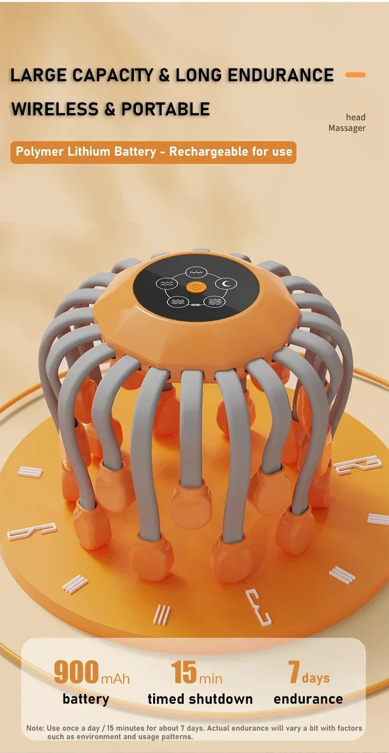 HOMEFISH 20-Head Scalp Massager Red Light & Vibration