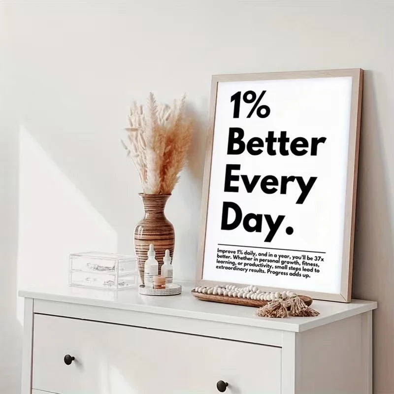 "1% Better Every Day" Motivational Canvas Wall Art Print