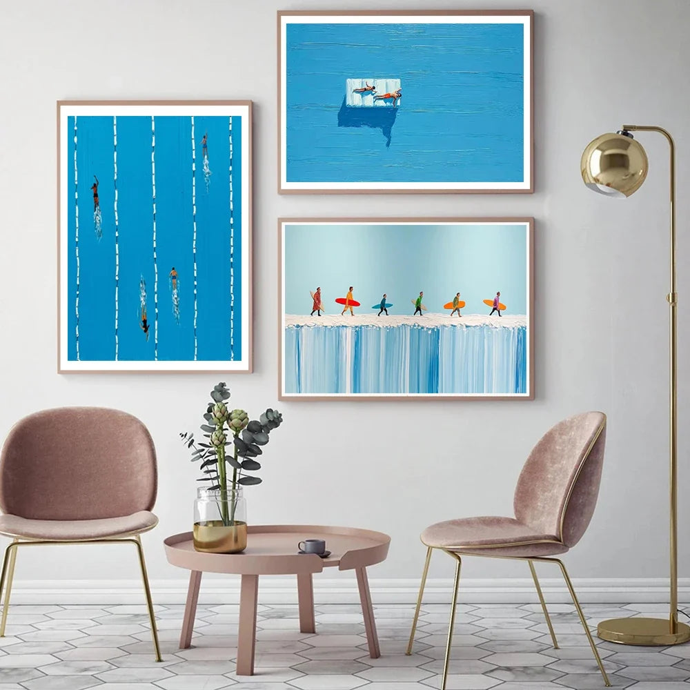 Werner Bronkhorst Blue Pool Abstract Canvas Wall Art Print
