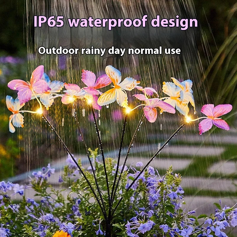 Solar-powered Butterfly Ground Insert Light Artificial Flower Outdoor