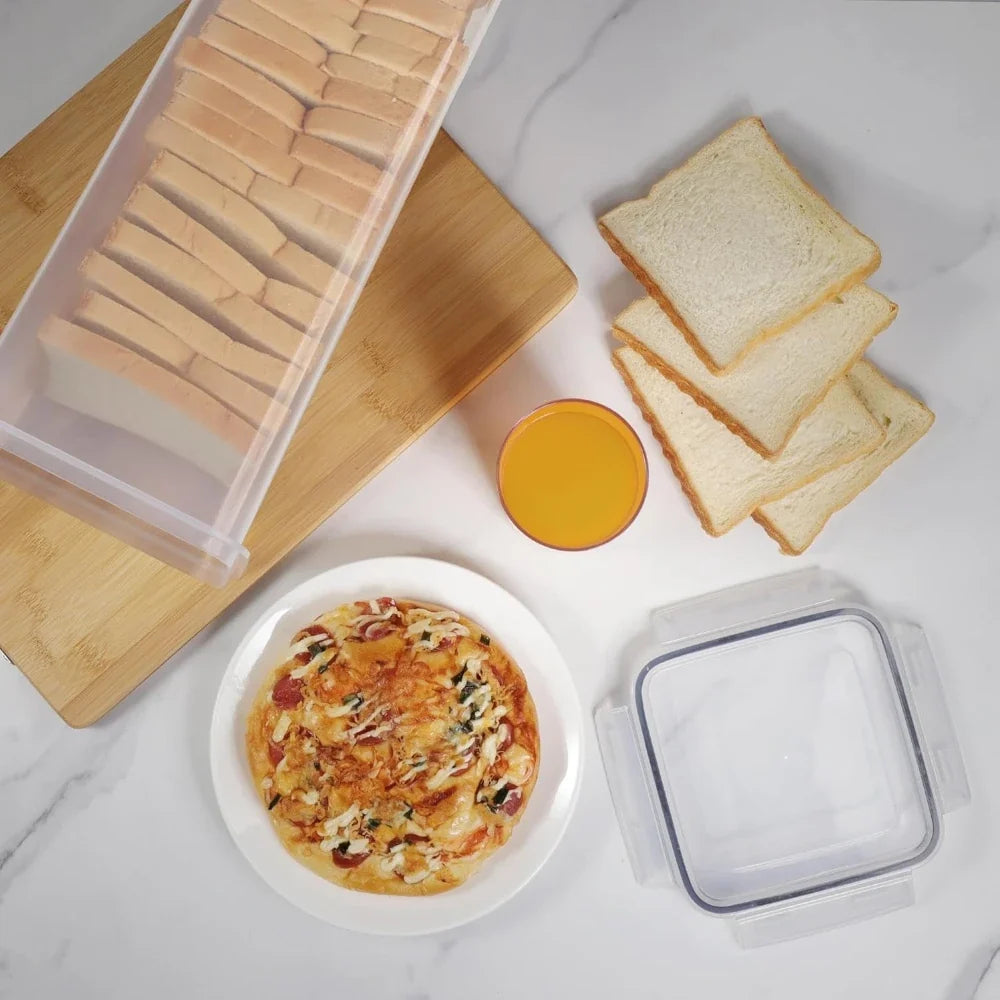 Airtight Bread Box with Drawer Tray & Sealing Lid – Clear
