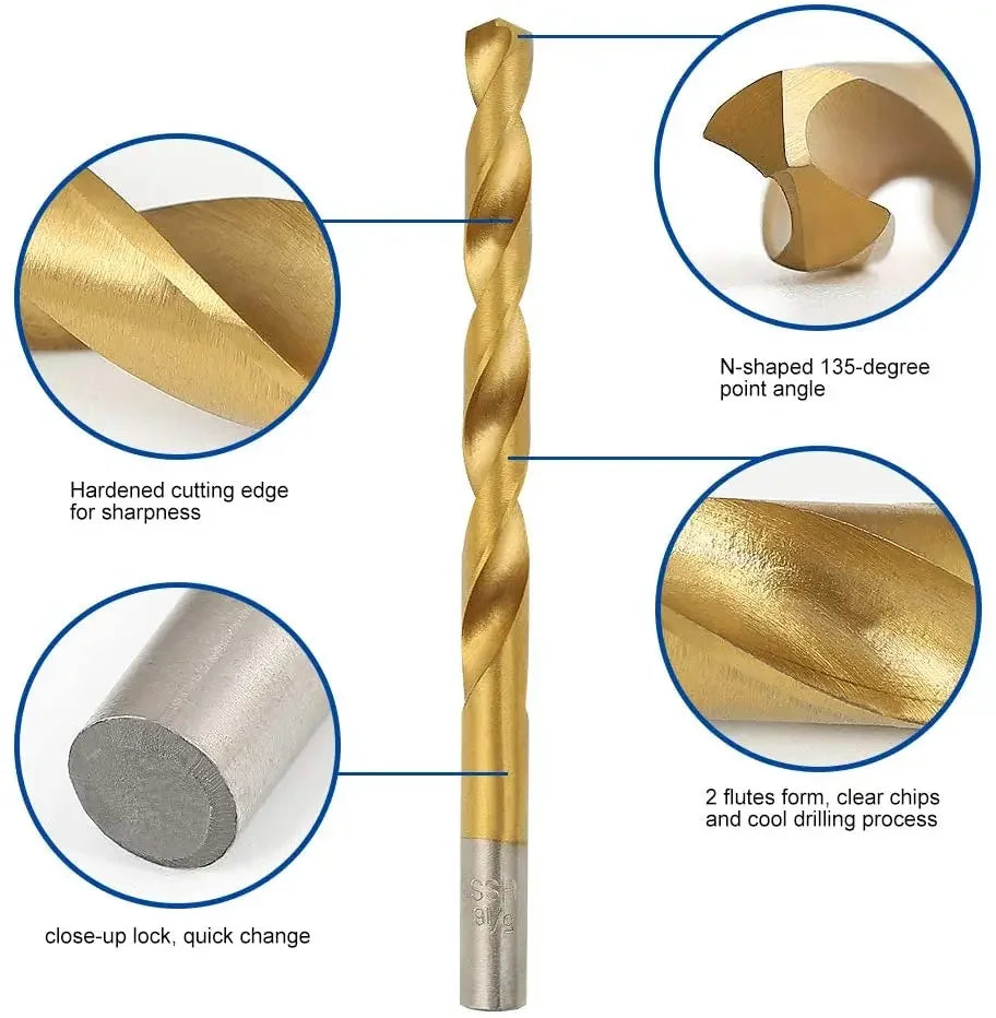 50/99pc Titanium HSS Twist Drill Bit Set 1–3mm | Wood & Metal