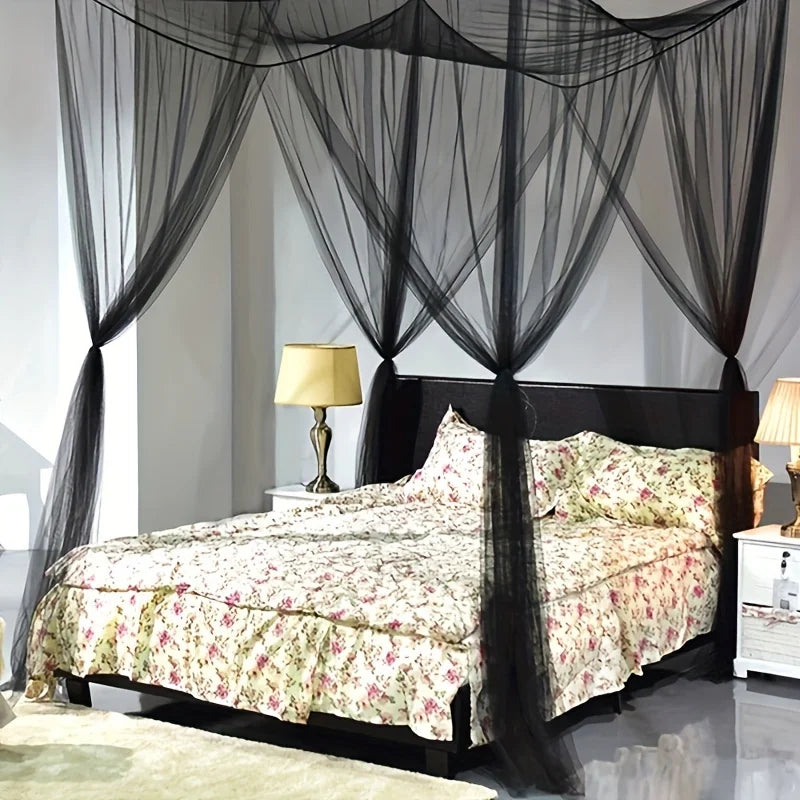 Quadrangle Mosquito Net Floor Ceiling Bed Curtain Double Opening