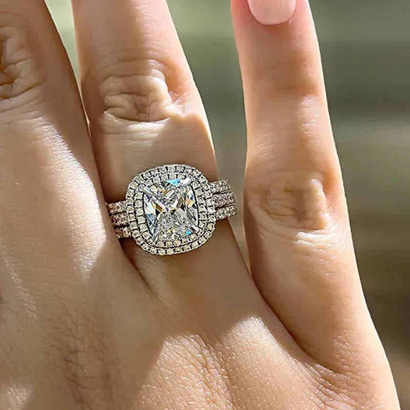 Huitan Bridal Ring Set – Sparkling CZ Women's Wedding Rings