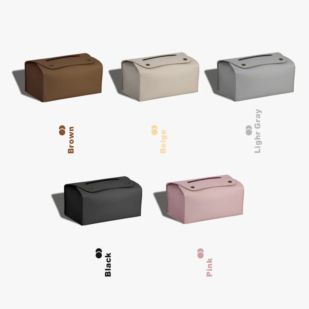 PU Leather Napkin Holder Tissue Bag Foldable Paper Organizers Box