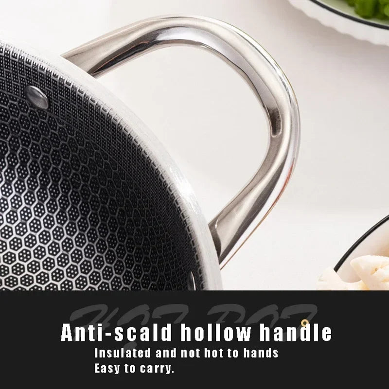 CHANSUNRUN 28cm Stainless Steel Honeycomb Nonstick Frying Pan
