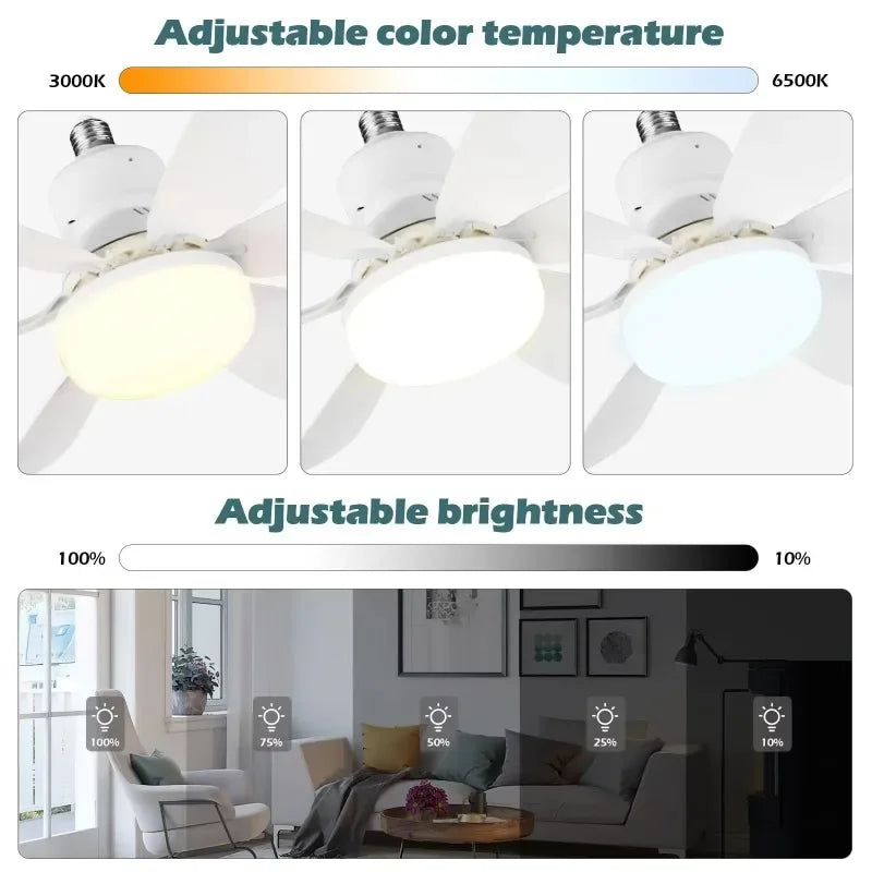 E27 LED 30W Ceiling Fan Light with Remote & Dimming