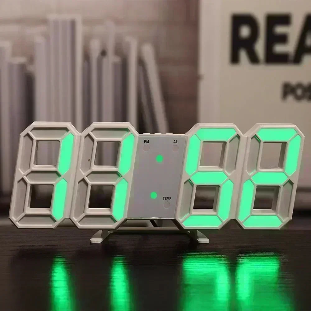 3D LED Digital Wall & Desk Clock – USB, Alarm & Auto Dimmer