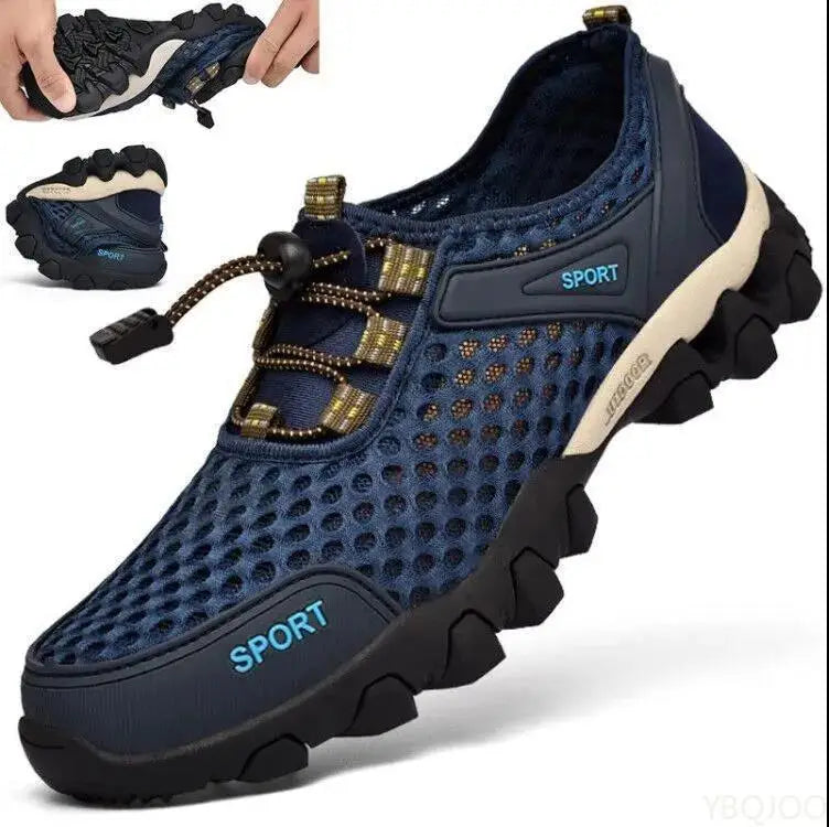 YBQJOO Men's Breathable Mesh Sports Shoes | Casual Lace-Up