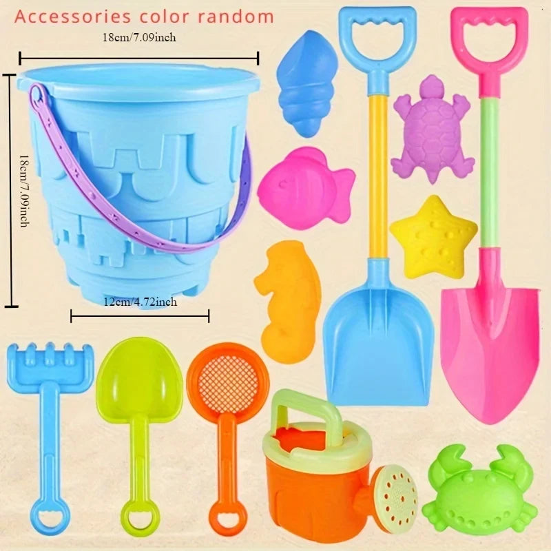 Kids Beach Toy Set | 9/13-Piece Sand Shovel, Bucket & Tools