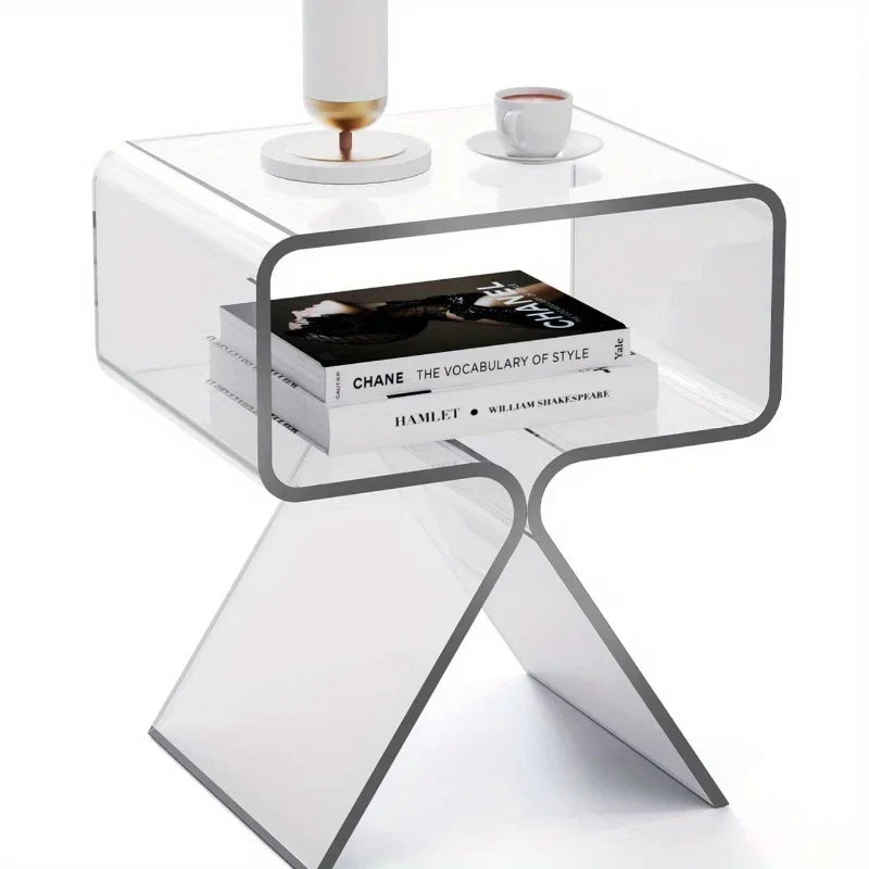 Modern Transparent Acrylic Bedside Table – Narrow Side End Table