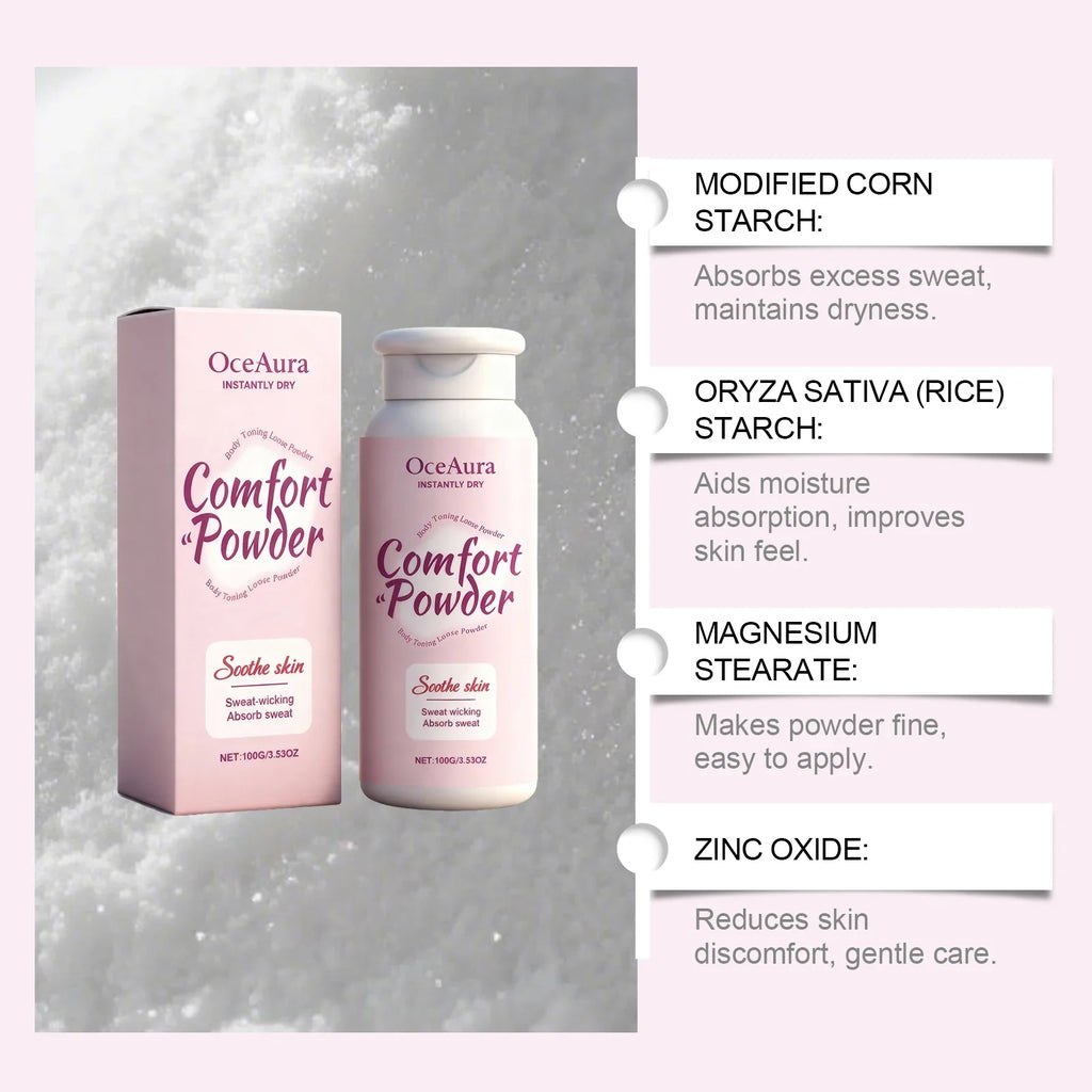 OceAura Talc-Free Body Powder – Anti-Chafing & Sweat Wicking 100g