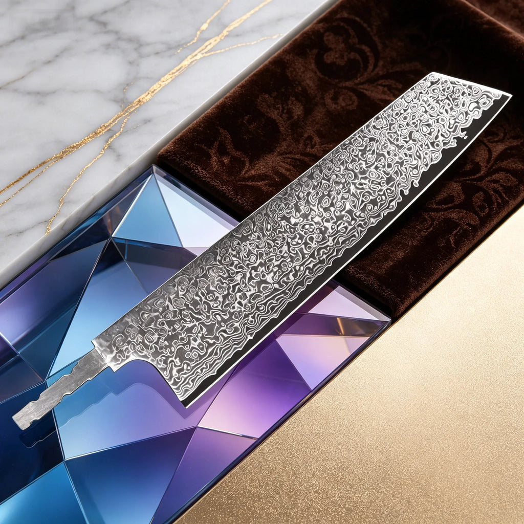 Hand Forged Damascus Steel Blade Blank – Utility Knife No Handle