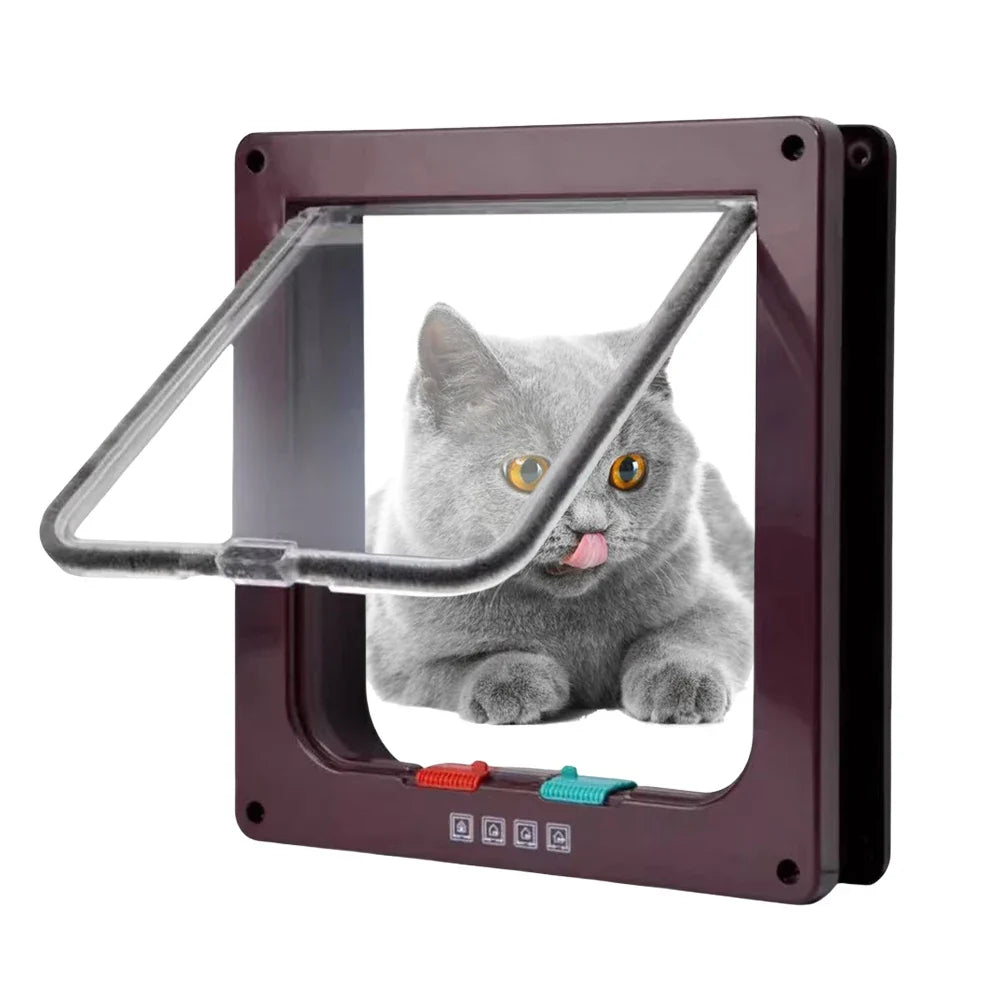Dog Cat Kitten Flap Puppy Safety In&out Pet Door 4 Way Security Lock