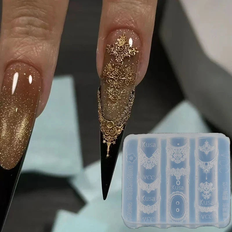 Silicone Lace Nail Mold | Embossed Manicure Stencil DIY