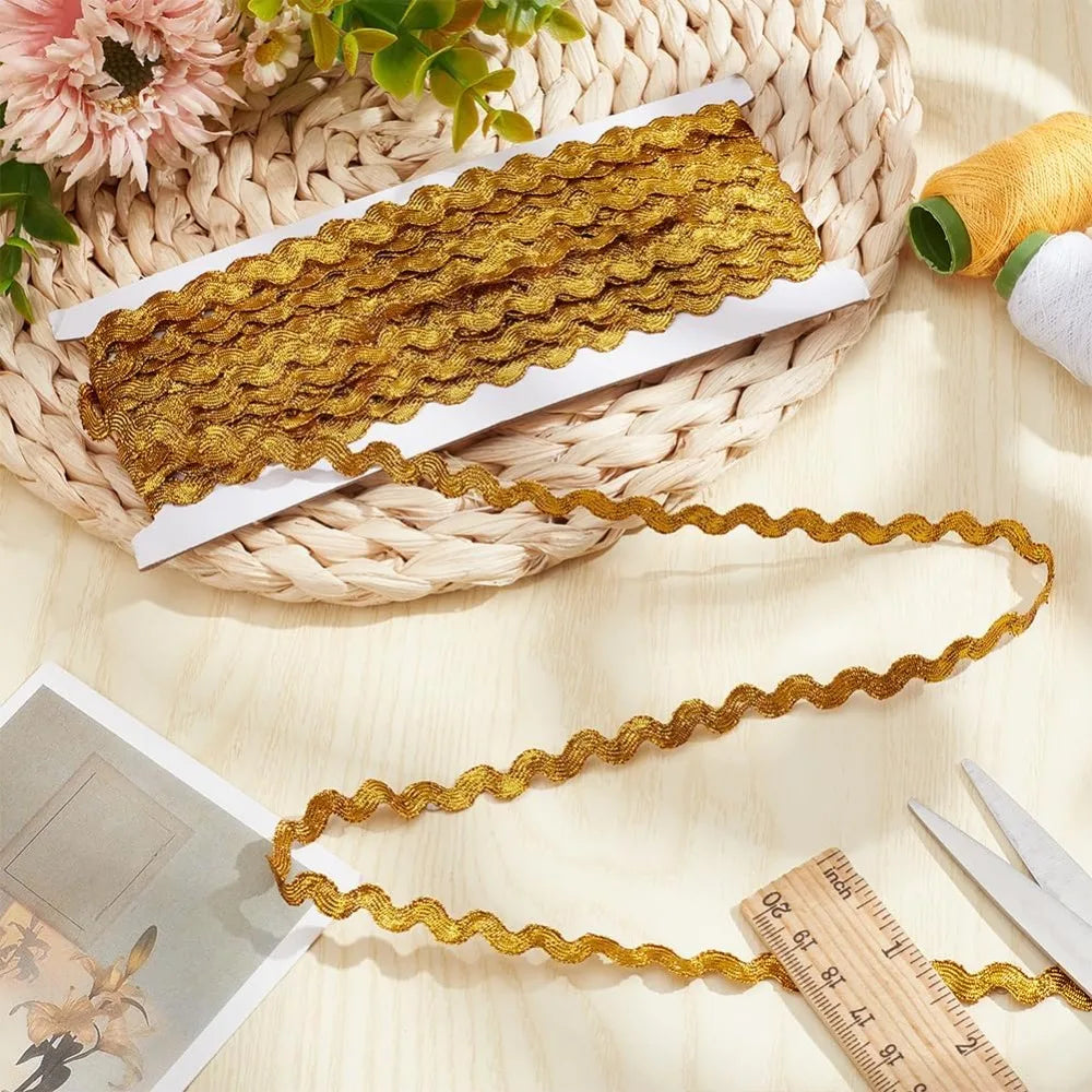 15 Yards Wavy Fringe Trim Ribbon – Goldenrod Polyester Lace