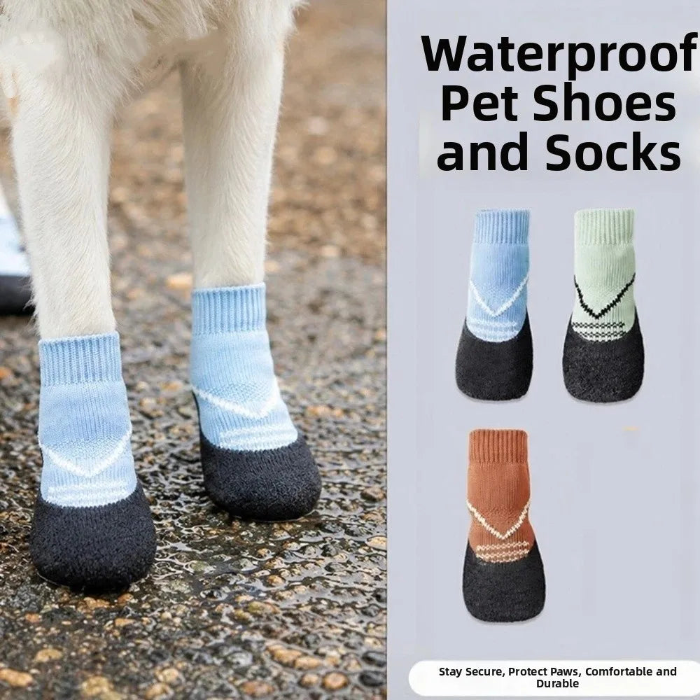4PCS Waterproof Non-Slip Dog Shoes | Adjustable Paw Protectors