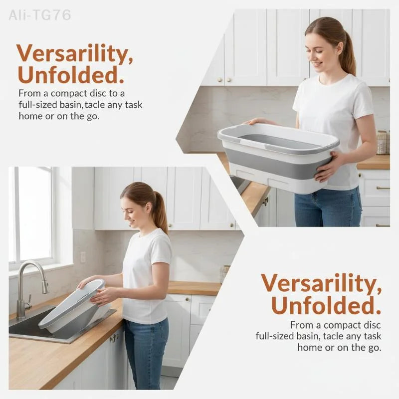 Collapsible Mop Bucket with Wheels | Large Foldable Cleaning Tub