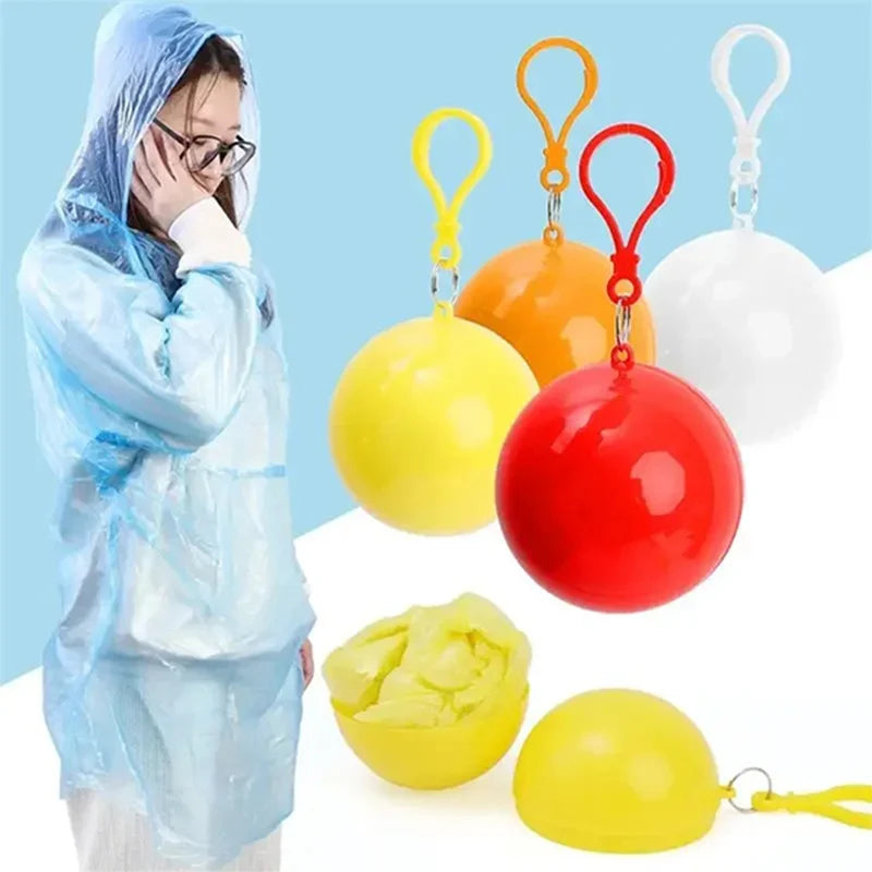 Portable Disposable Raincoat with Keychain Ball | Adult Poncho