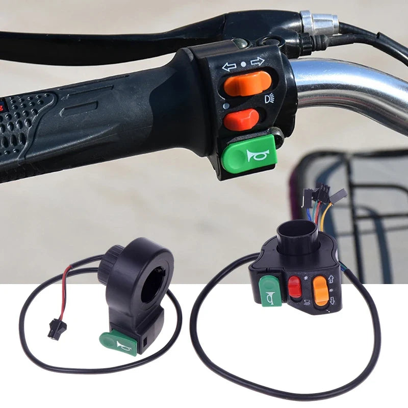 3-in-1 E-Bike Handlebar Switch – Horn, Headlight & Turn Signal