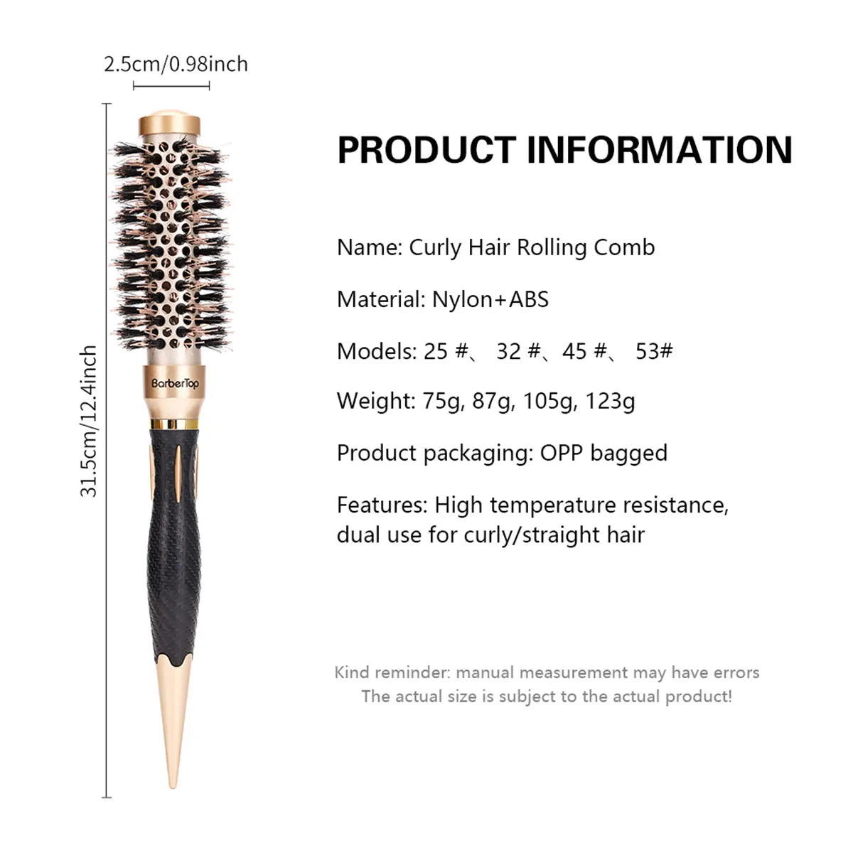 Anti-Static Round Hair Comb | Salon Styling Brush for Curls