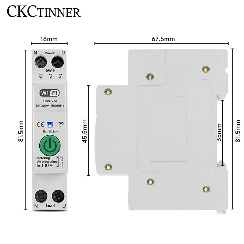 Tuya WiFi Smart Circuit Breaker 63A – Remote & Energy Monitor