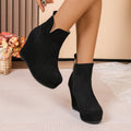 Women's Wedge Ankle Boots – Side Zip Round Toe Warm Booties