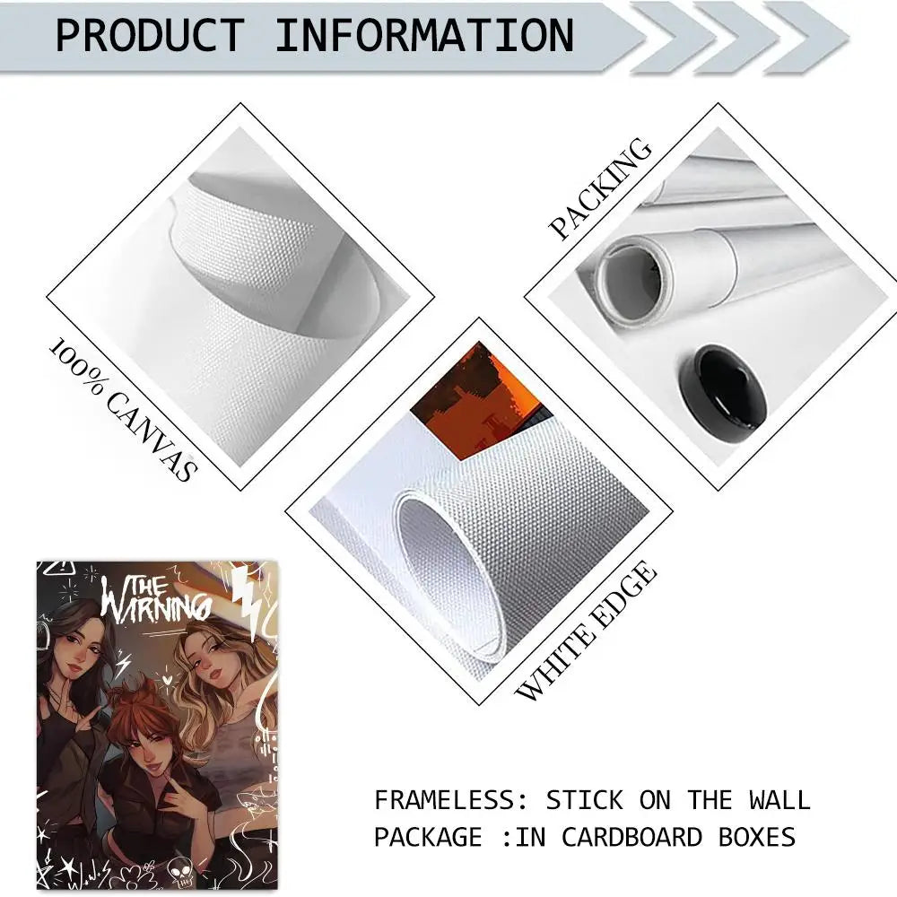 Band W-Warning Abstract Canvas Wall Art Poster – Unframed
