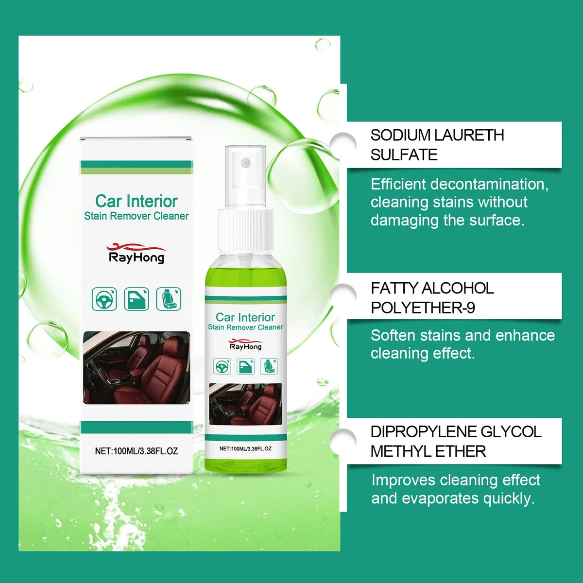 Rayhong Car Interior Cleaning Spray | Upholstery Seat Cleaner