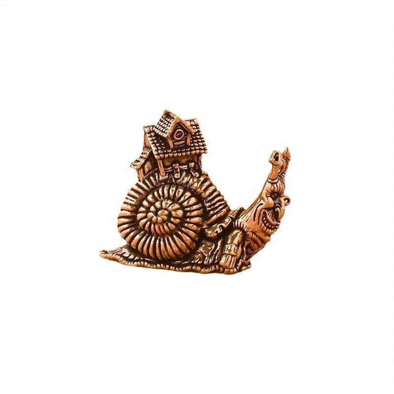 Solid Brass Snail Figurine – Mini Copper Tea Pet Ornament