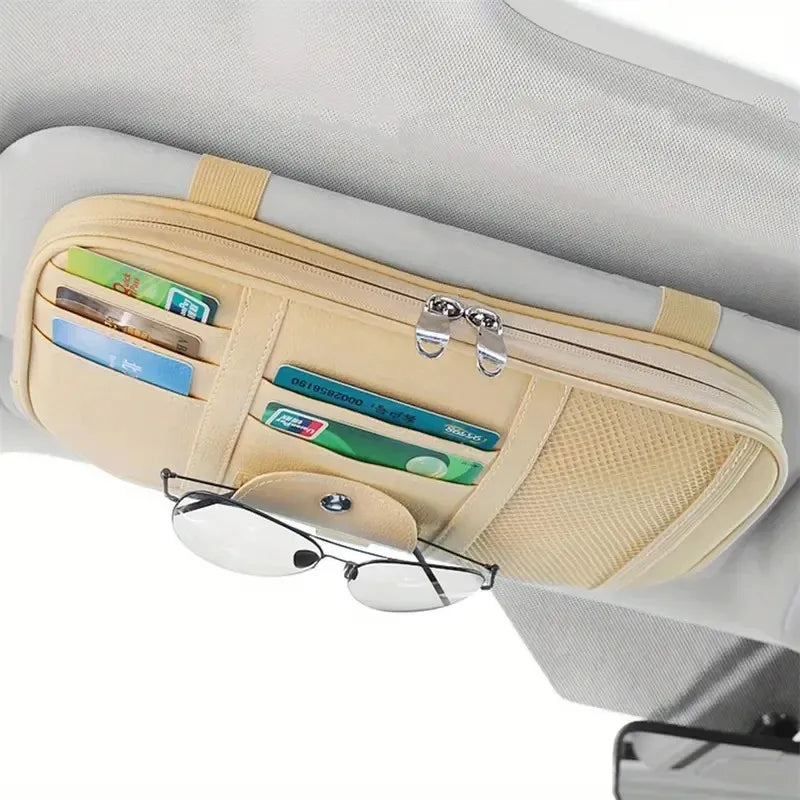 Car Sun Visor Organiser Sunglasses Holder Zip Pouch Truck SUV