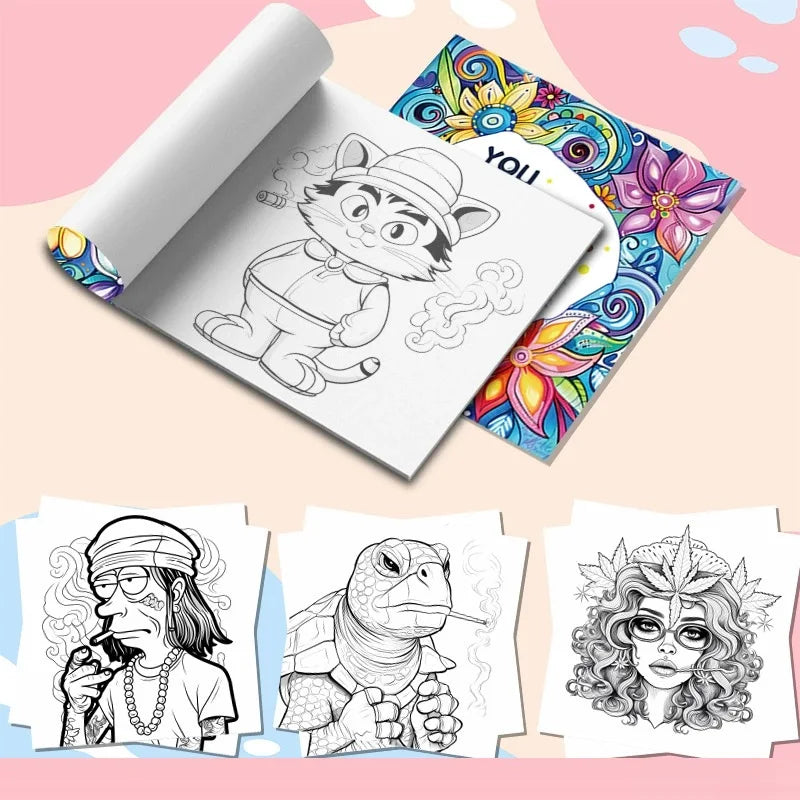 Adult Picture Book Coloring Vibrant Cartoon Characters Thick Paper