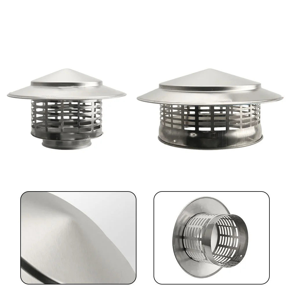 Stainless Steel Chimney Cap 75mm & 200mm – Exhaust Vent Hood
