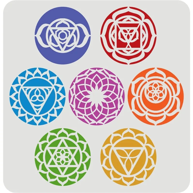 Chakra Symbol Stencil 11.8" – Reusable Mandala DIY Art Stencil