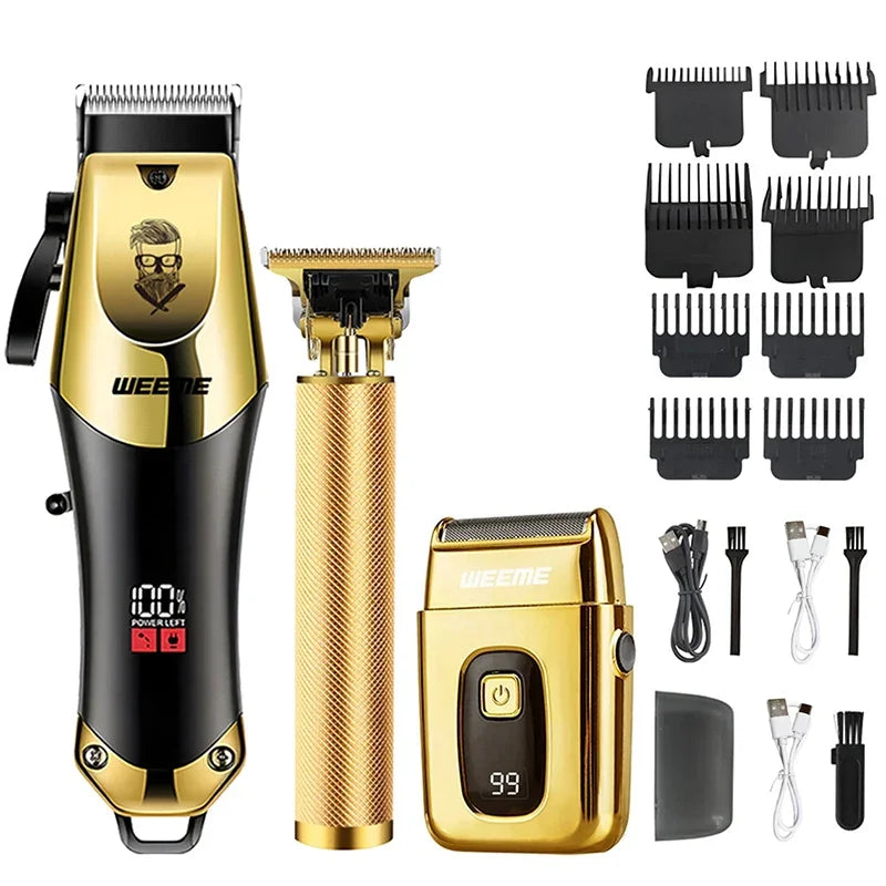 Men's Vintage Electric T9 Hair Clipper Beard Trimmer Rechargeable