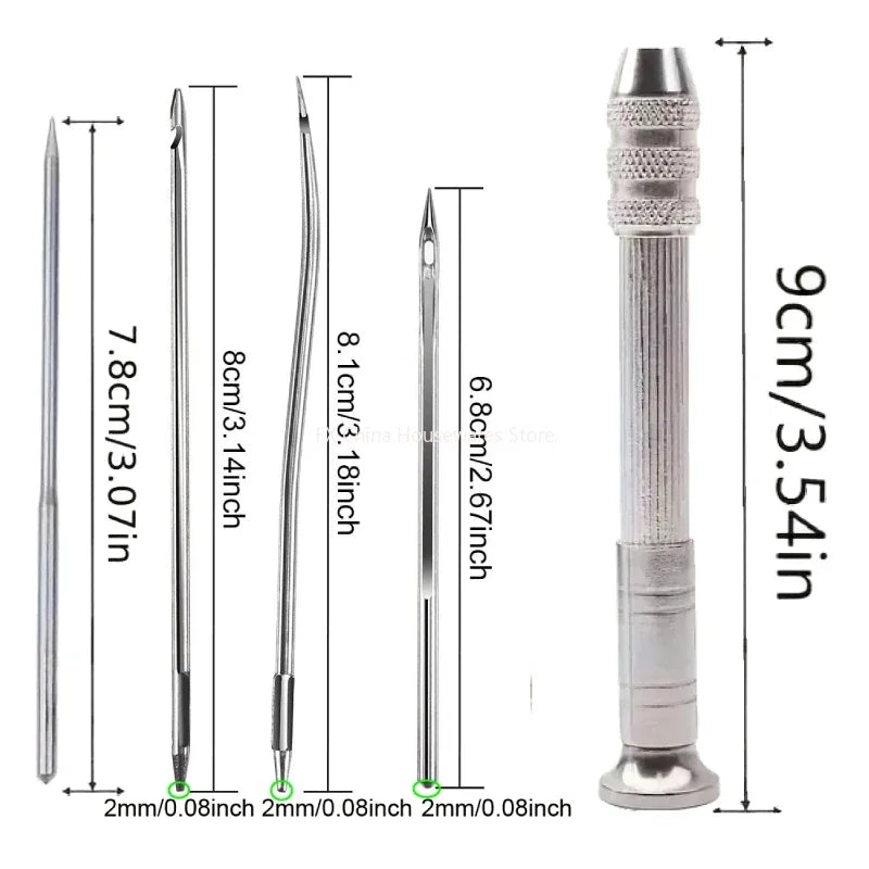 Leather Sewing Awl Kit – 4 Replaceable Needles | DIY Leathercraft