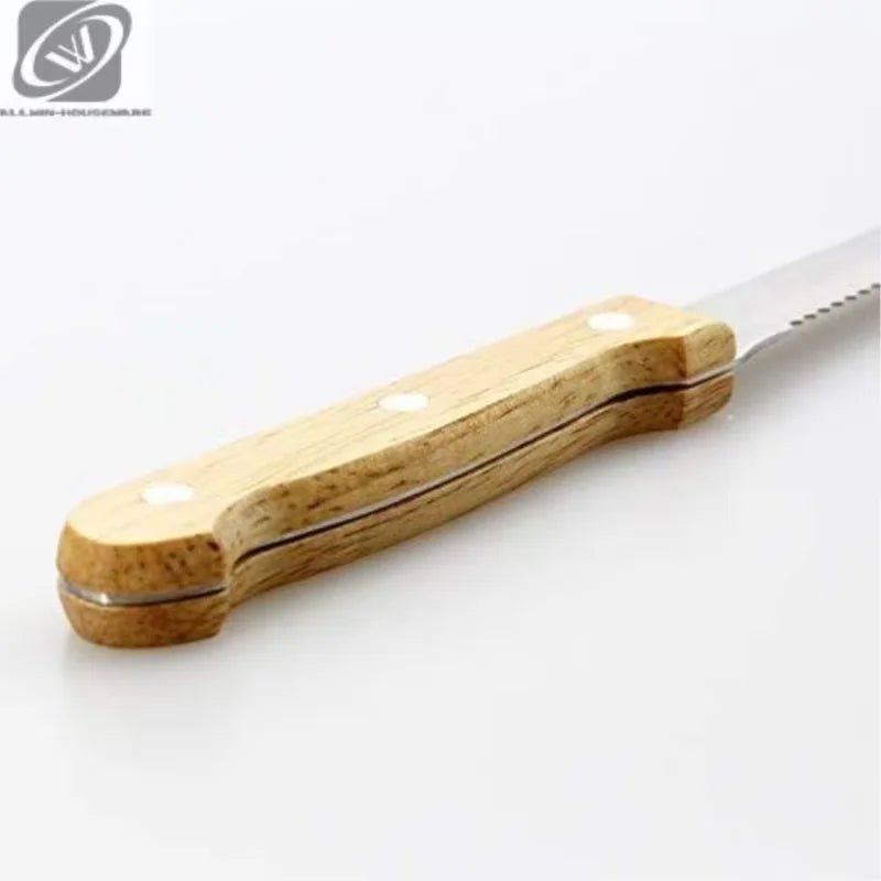 Serrated Steak Knives Set – Stainless Steel & Wood Handle