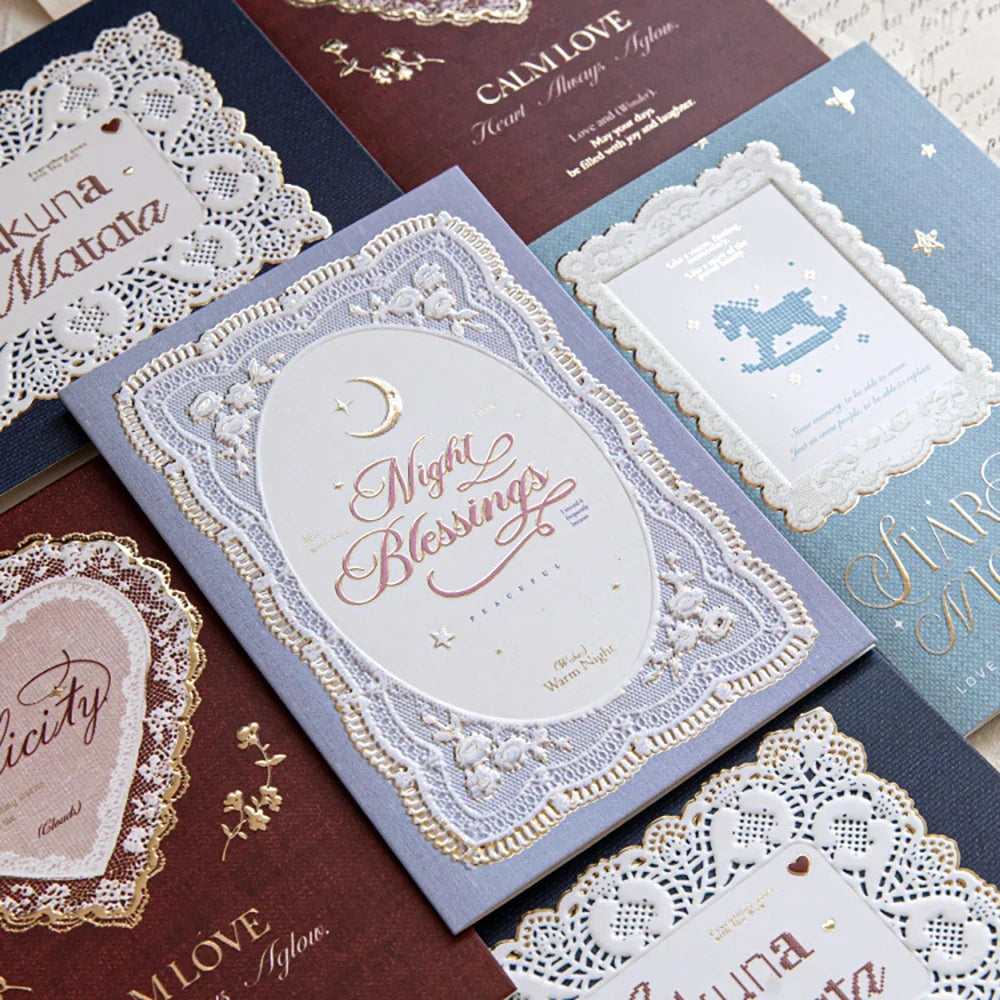 Stamping Relief Greeting Card&envelope Lace Poetry Series High-end