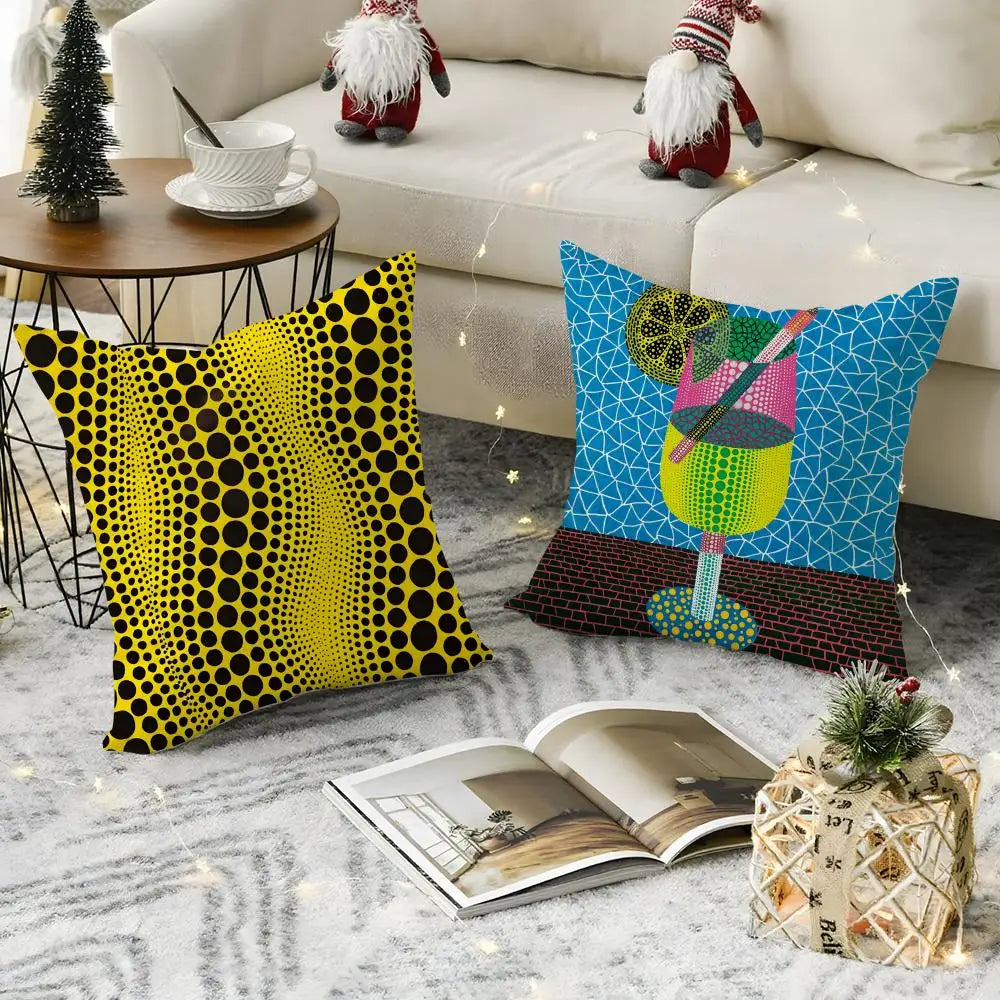 Yayoi Kusama Abstract Pumpkin Linen Cushion Cover | Art Décor