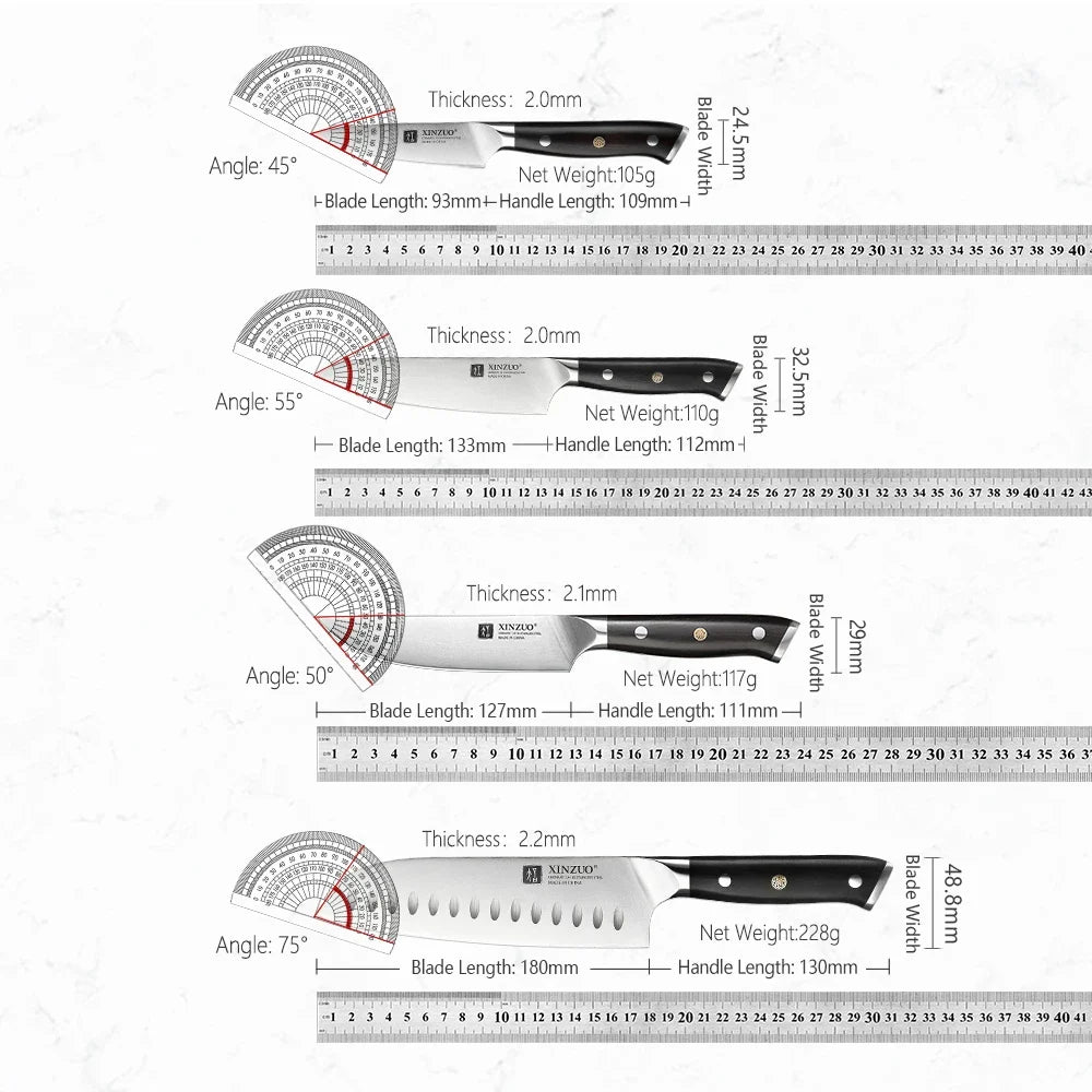 XINZUO Yu 8-Piece Knife Set | 1.4116 Steel & Ebony Handle