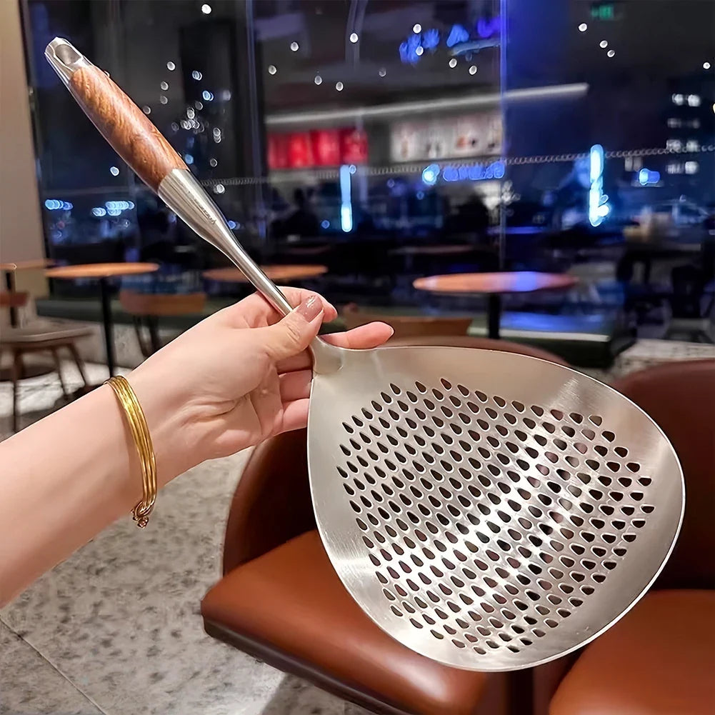 Large Stainless Steel Skimmer Strainer Spoon | Dumpling & Fry