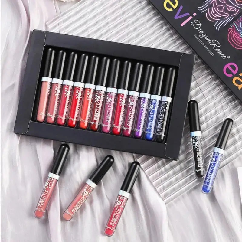 Dragon Ranee Glitter Lip Gloss Set – 12 Shades, Waterproof