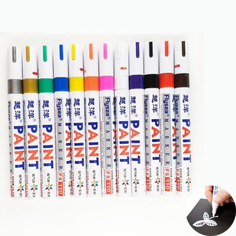 12-Color Waterproof Permanent Paint Markers – Tire & Multi-Surface