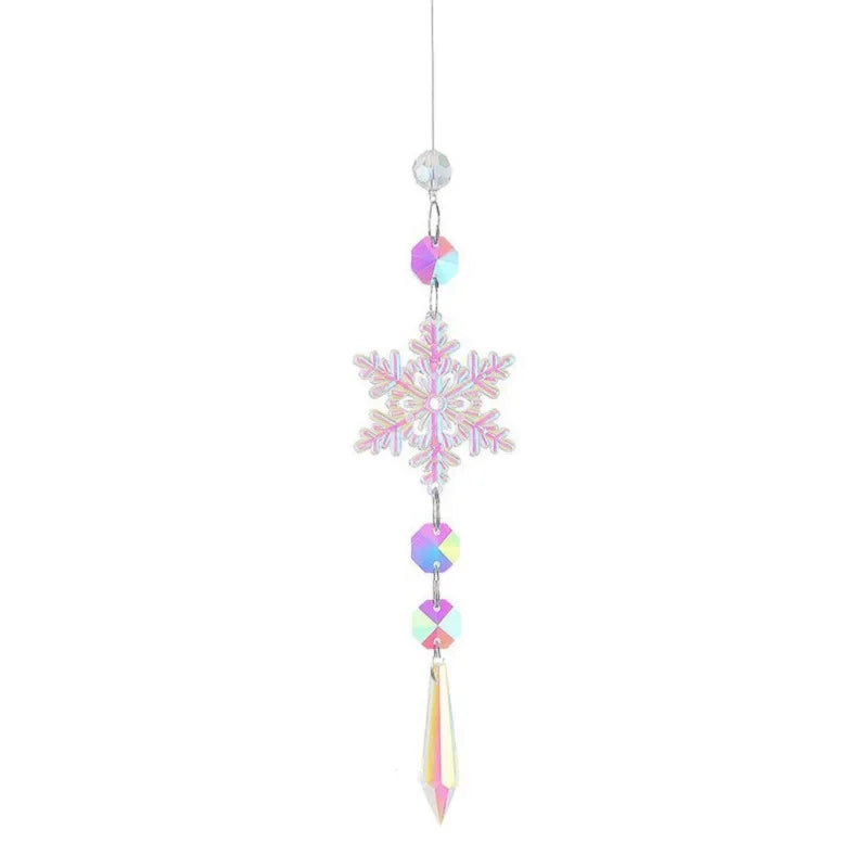 Creative Christmas Colorful Snowflake Pendant Acrylic Glass Rainbow
